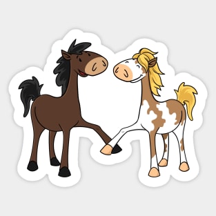 Best friends - two cute cartoon horses Sticker